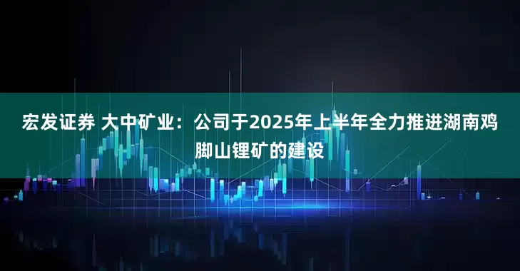 宏发证券 大中矿业：公司于2025年上半年全力推进湖南鸡脚山锂矿的建设